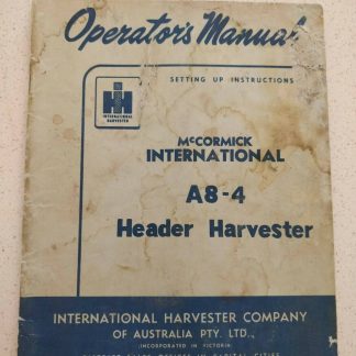 mccormick international header harvester a8-4 operator's manual